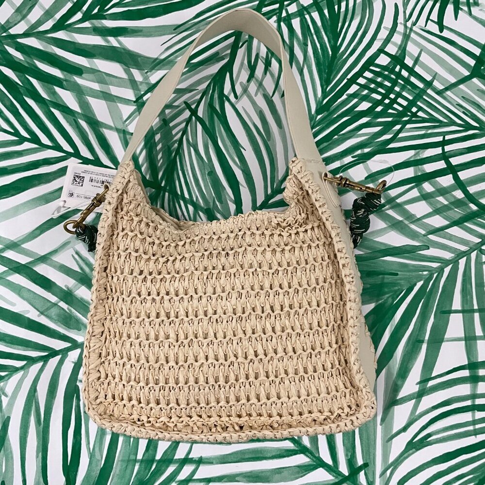 American Eagle Cream Beige Mini Raffia Shoulder Tote Bag - Picture 7 of 9